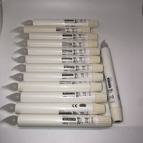 IKEA Other - IKEA Flameless Taper Candles x13 302.652.25 White Battery Powered AA 8"